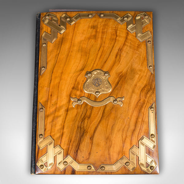Antique Sommelier's Wine List Folio, French, Walnut, Document Sleeve, Victorian