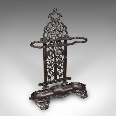 Antique Ornate Stick Stand, English, Umbrella Loop, Victorian, Jacobean Taste