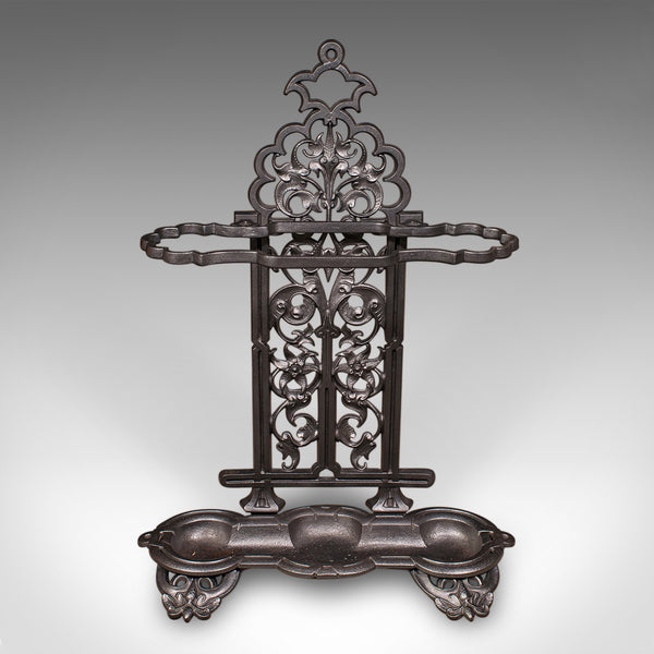 Antique Ornate Stick Stand, English, Umbrella Loop, Victorian, Jacobean Taste