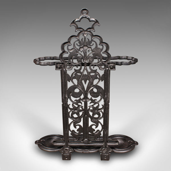 Antique Ornate Stick Stand, English, Umbrella Loop, Victorian, Jacobean Taste