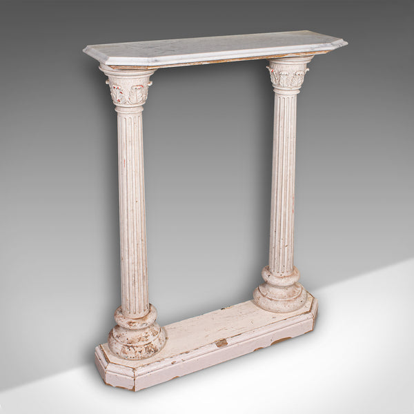 Antique Corinthian Console Table, English Pine, Marble, Hallway Stand, Victorian