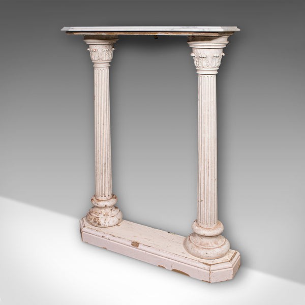 Antique Corinthian Console Table, English Pine, Marble, Hallway Stand, Victorian