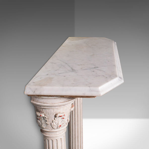 Antique Corinthian Console Table, English Pine, Marble, Hallway Stand, Victorian
