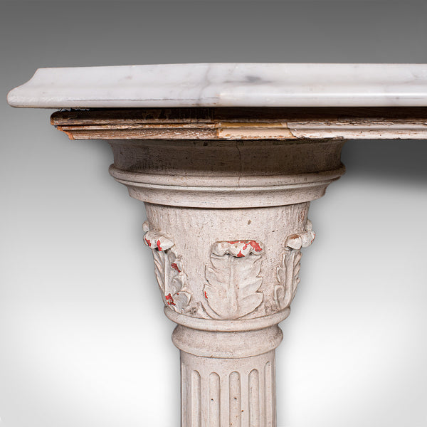 Antique Corinthian Console Table, English Pine, Marble, Hallway Stand, Victorian