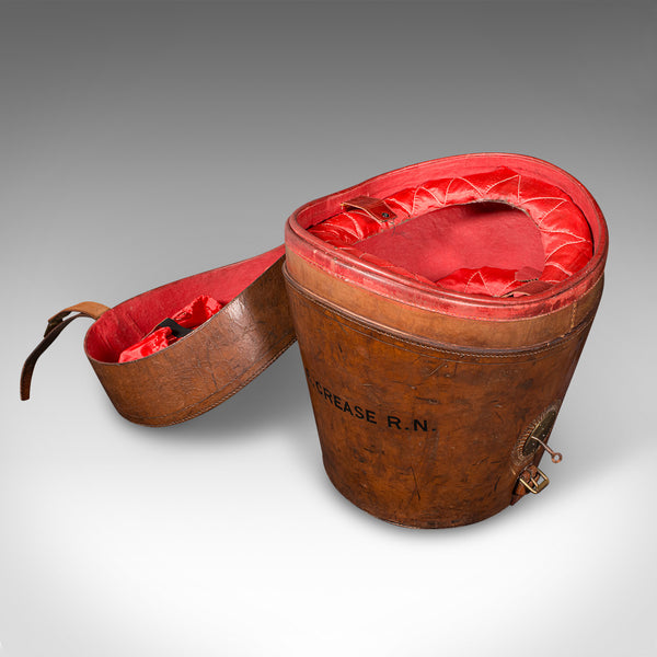 Antique Triple Hat Transit Case, English, Leather, Top Hat Box, Victorian, 1890