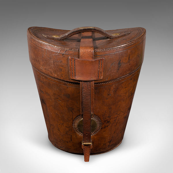 Antique Triple Hat Transit Case, English, Leather, Top Hat Box, Victorian, 1890