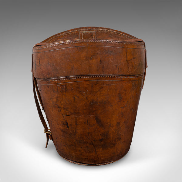 Antique Triple Hat Transit Case, English, Leather, Top Hat Box, Victorian, 1890
