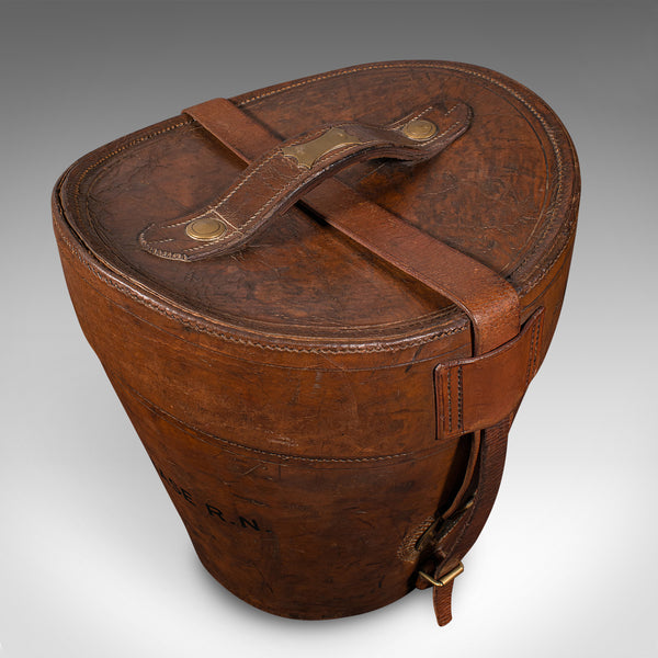 Antique Triple Hat Transit Case, English, Leather, Top Hat Box, Victorian, 1890