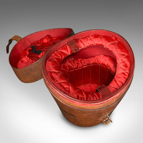 Antique Triple Hat Transit Case, English, Leather, Top Hat Box, Victorian, 1890
