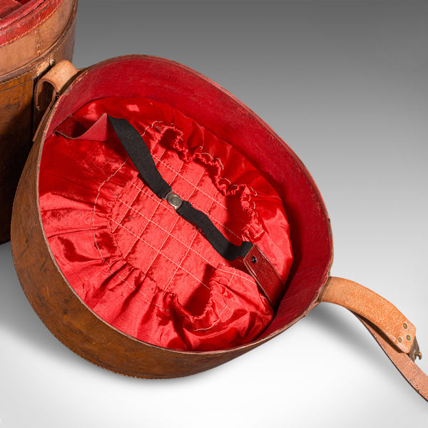 Antique Triple Hat Transit Case, English, Leather, Top Hat Box, Victorian, 1890