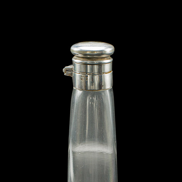Antique Explorer's Saddle Flask, English, Glass Bottle, Leather Case, Edwardian