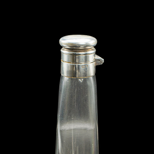 Antique Explorer's Saddle Flask, English, Glass Bottle, Leather Case, Edwardian