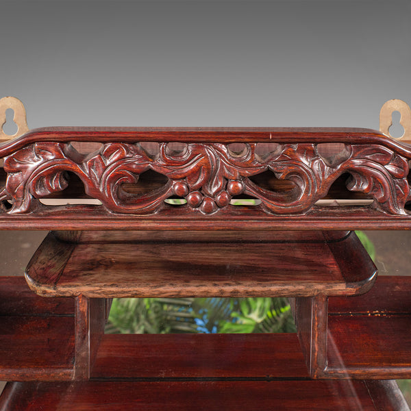 Vintage Glazed Display Cabinet, Chinese, Walnut Collector's Whatnot, Art Deco