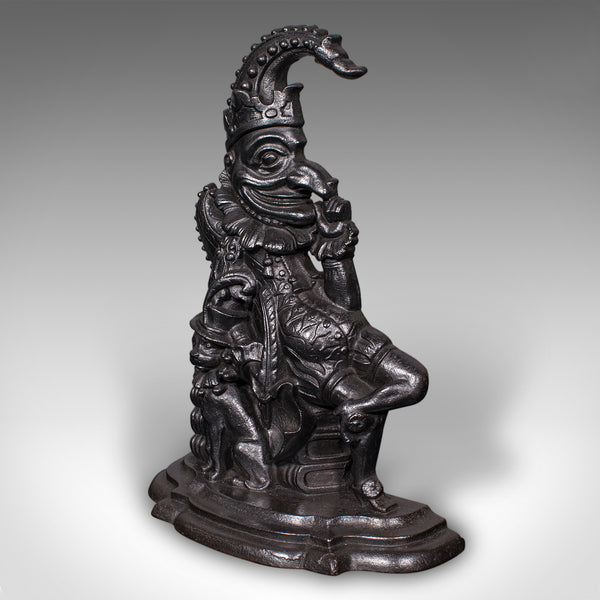 Antique Mr Punch Doorstop, English, Cast Iron, Figural Door Keeper, Victorian