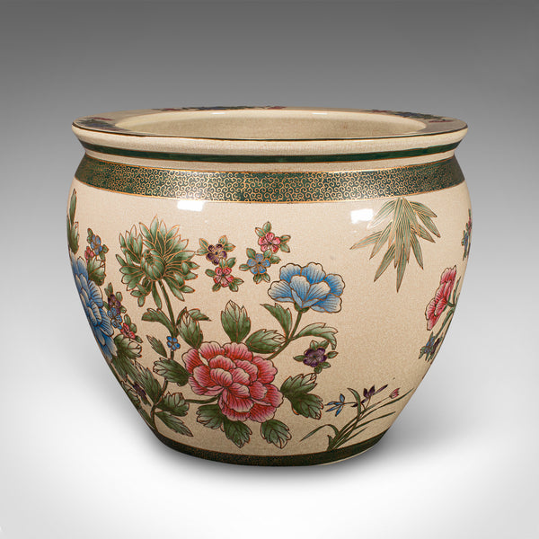 Pair of Large Vintage Fishbowl Planters, Chinese, Art Deco, Ceramic Jardiniere