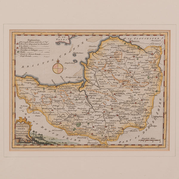 Antique Somerset Map, Thomas Kitchin, English, Cartographic Reference, Georgian