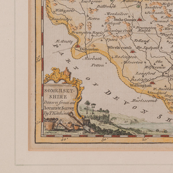 Antique Somerset Map, Thomas Kitchin, English, Cartographic Reference, Georgian