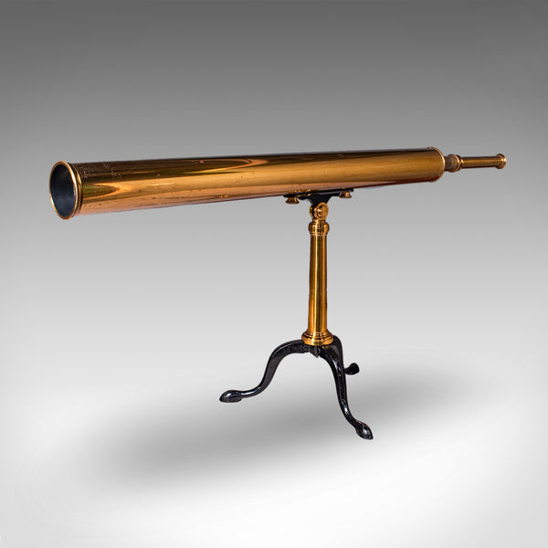 Vintage Library Telescope, English, Brass, Broadhurst Clarkson, Astronomical