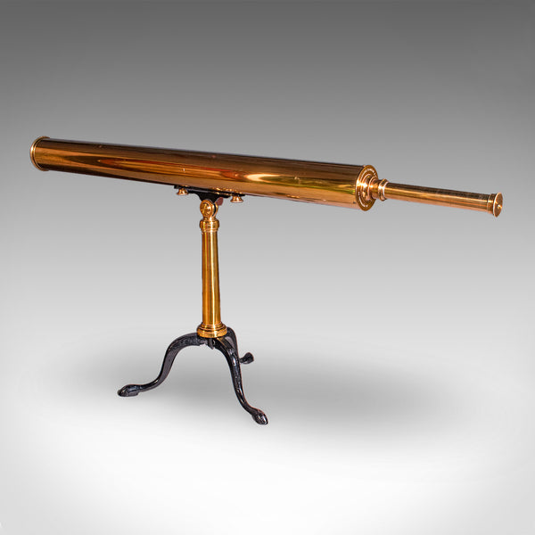 Vintage Library Telescope, English, Brass, Broadhurst Clarkson, Astronomical