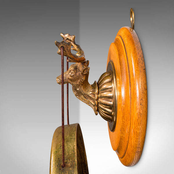 Antique Shooting Lodge Dinner Gong, Victorian, Scottish Brass Chime, Oak, C.1880
