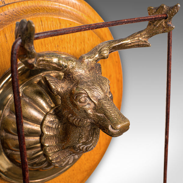Antique Shooting Lodge Dinner Gong, Victorian, Scottish Brass Chime, Oak, C.1880