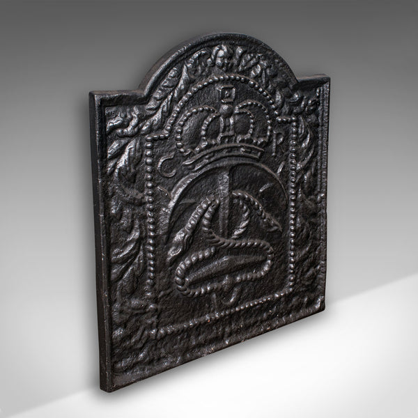 Antique Maritime Fire Back, English, Cast Iron Fireplace Reflector, Victorian