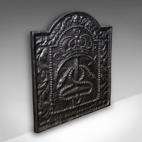 Antique Maritime Fire Back, English, Cast Iron Fireplace Reflector, Victorian