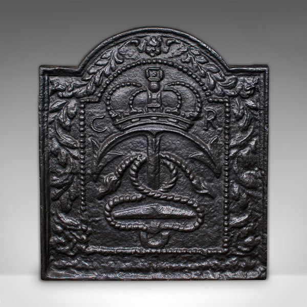 Antique Maritime Fire Back, English, Cast Iron Fireplace Reflector, Victorian