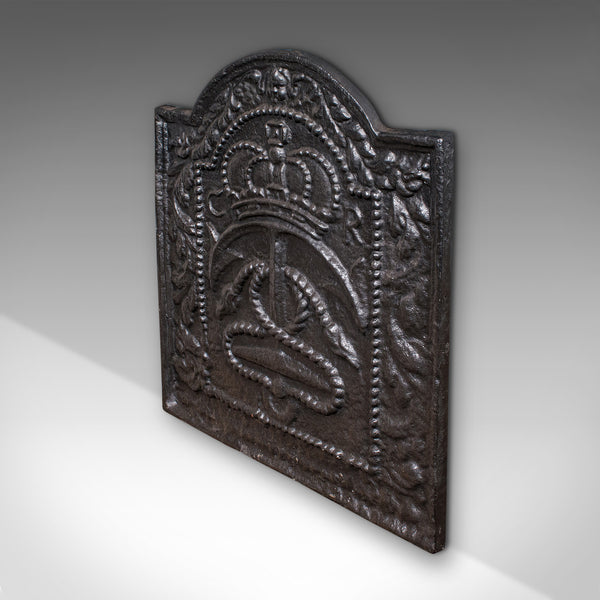 Antique Maritime Fire Back, English, Cast Iron Fireplace Reflector, Victorian