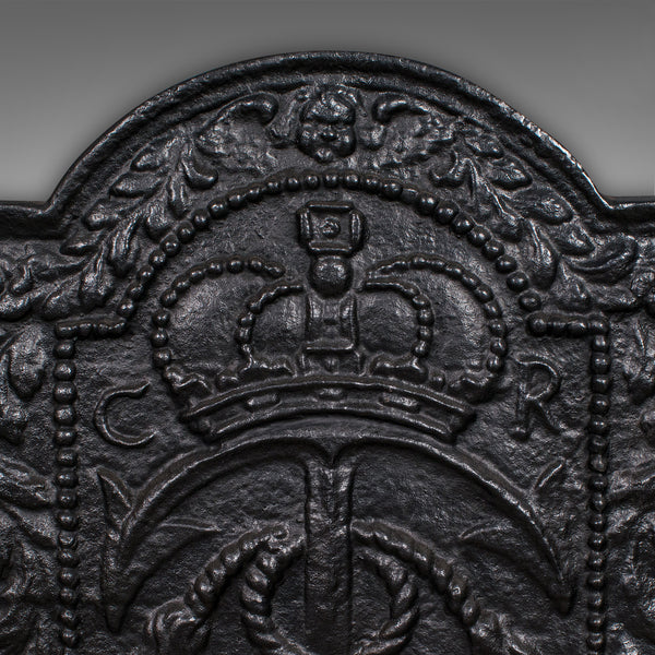 Antique Maritime Fire Back, English, Cast Iron Fireplace Reflector, Victorian