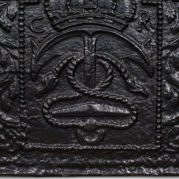 Antique Maritime Fire Back, English, Cast Iron Fireplace Reflector, Victorian