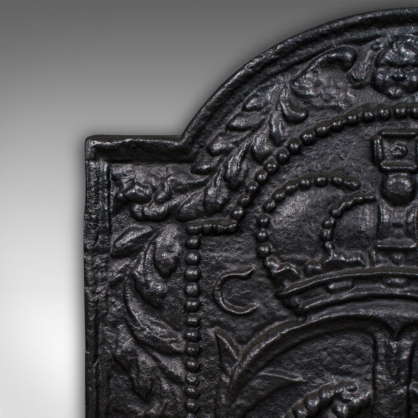 Antique Maritime Fire Back, English, Cast Iron Fireplace Reflector, Victorian