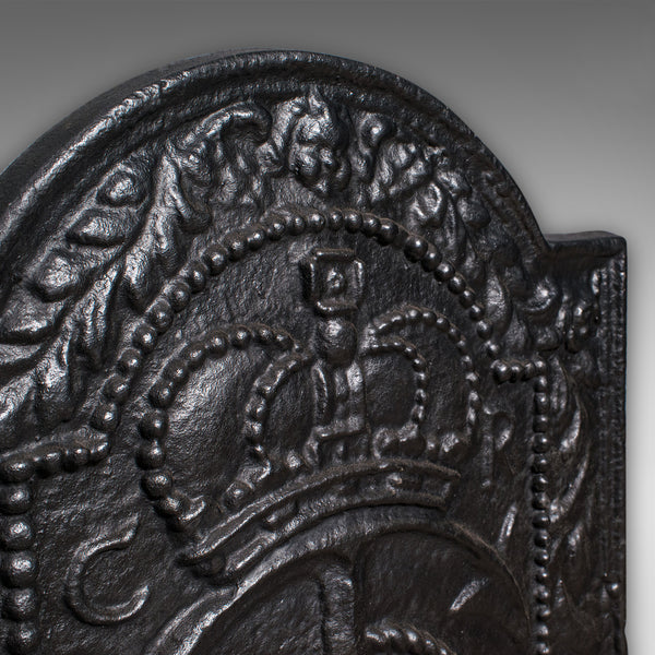 Antique Maritime Fire Back, English, Cast Iron Fireplace Reflector, Victorian