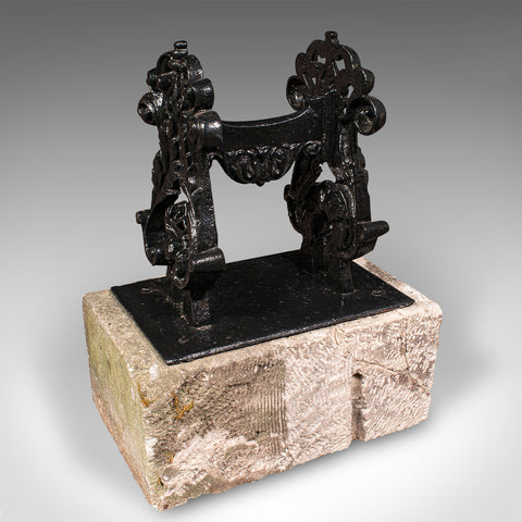 Antique Mounted Boot Scraper, English Cast Iron, Bath Stone, Georgian Town House