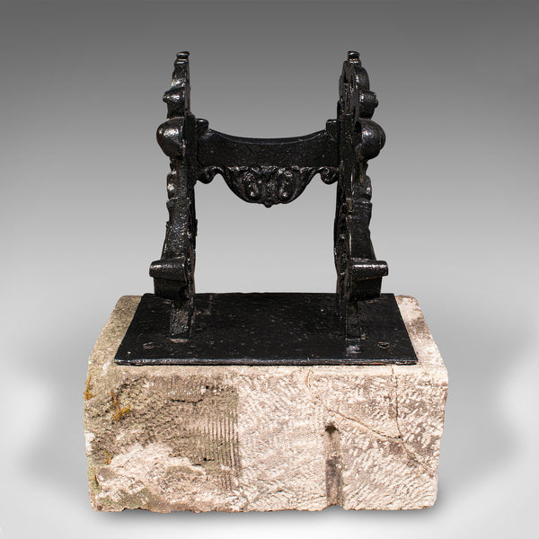 Antique Mounted Boot Scraper, English Cast Iron, Bath Stone, Georgian Town House