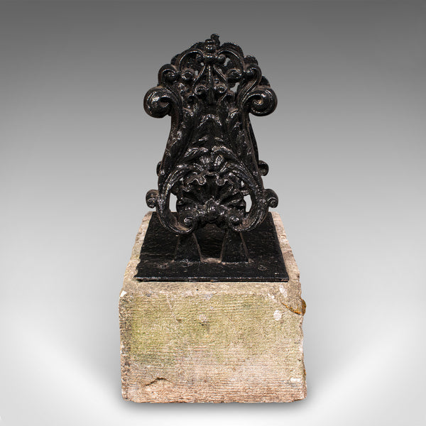 Antique Mounted Boot Scraper, English Cast Iron, Bath Stone, Georgian Town House