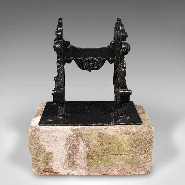 Antique Mounted Boot Scraper, English Cast Iron, Bath Stone, Georgian Town House