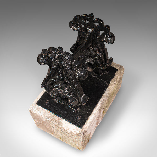 Antique Mounted Boot Scraper, English Cast Iron, Bath Stone, Georgian Town House