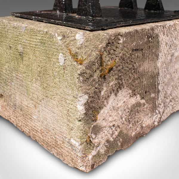 Antique Mounted Boot Scraper, English Cast Iron, Bath Stone, Georgian Town House