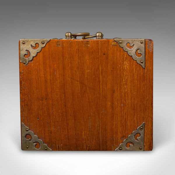 Antique Mahjong Case, Oriental, Teak Gaming Tile Box, Late Victorian, Circa 1900
