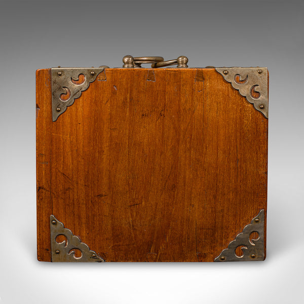 Antique Mahjong Case, Oriental, Teak Gaming Tile Box, Late Victorian, Circa 1900