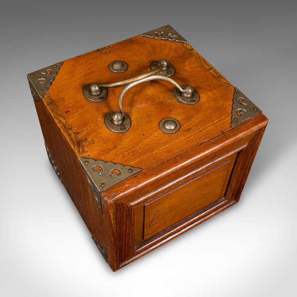 Antique Mahjong Case, Oriental, Teak Gaming Tile Box, Late Victorian, Circa 1900