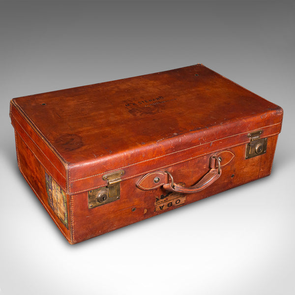 Antique Travel Suitcase, English, Leather Gentleman’s Case, Edwardian, C.1910