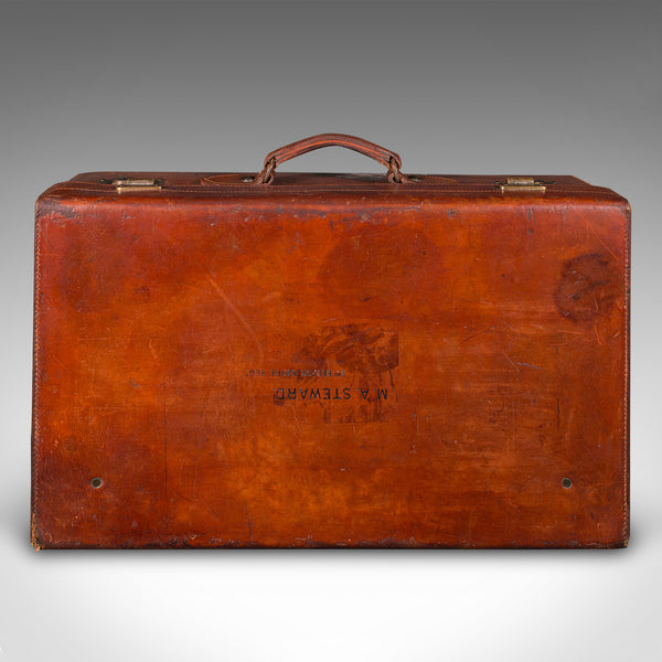Antique Travel Suitcase, English, Leather Gentleman’s Case, Edwardian, C.1910