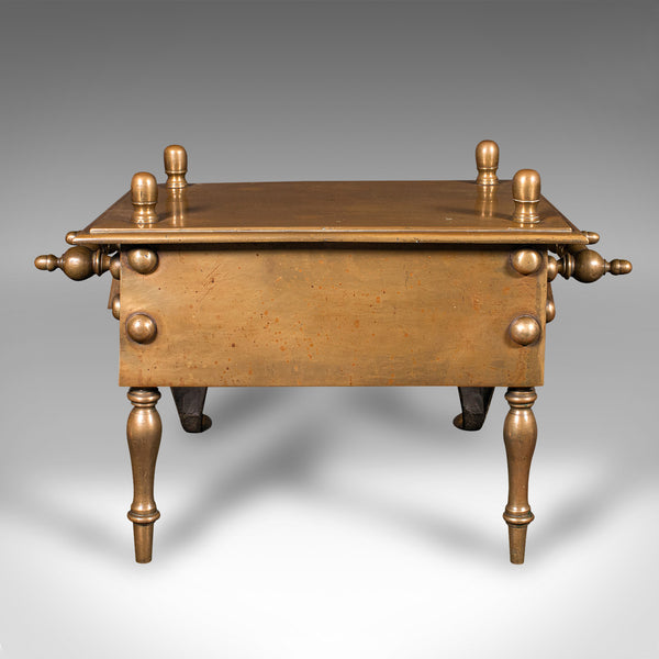 Heavy Antique Footman, English Brass, Inglenook Fireplace Warmer, Steps, Regency