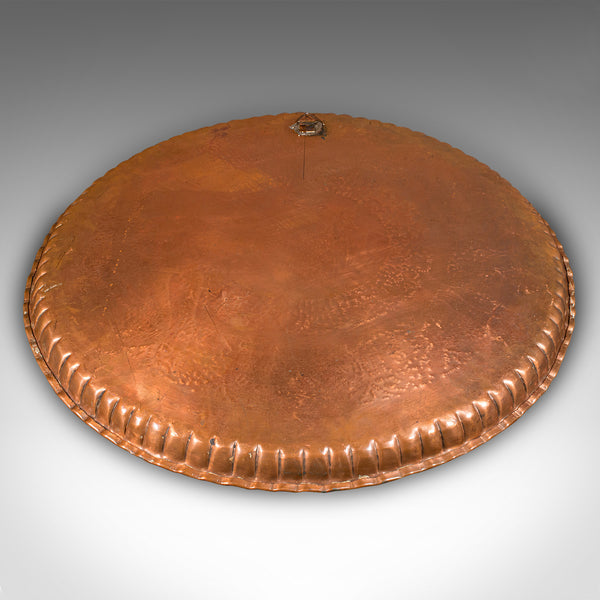 Large Antique Presentation Tray, Persian, Engraved Copper, Charger, Victorian