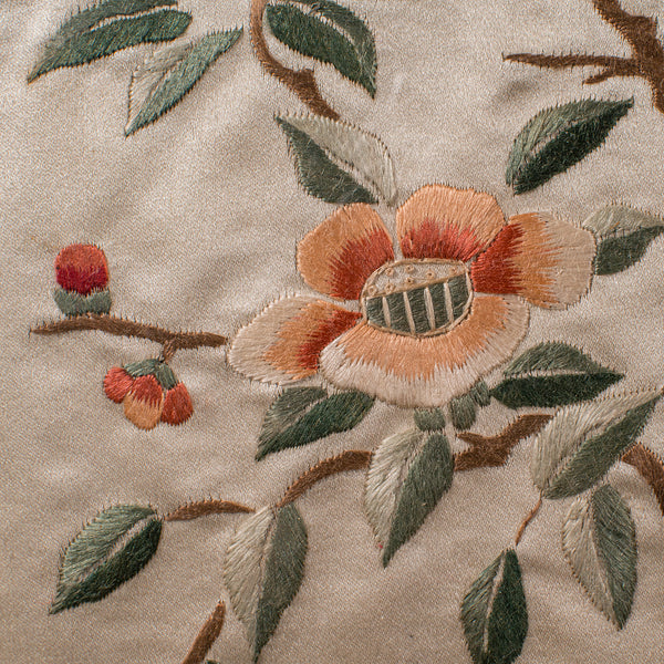 Vintage Framed Silkwork Panel, Japanese, Embroidered, Needlepoint, Art Deco