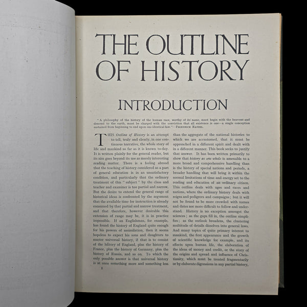 Antique, 2 Vols, HG Wells, The Outline Of History, Reference Book, Circa 1920