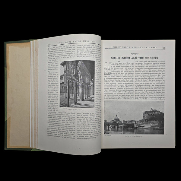 Antique, 2 Vols, HG Wells, The Outline Of History, Reference Book, Circa 1920