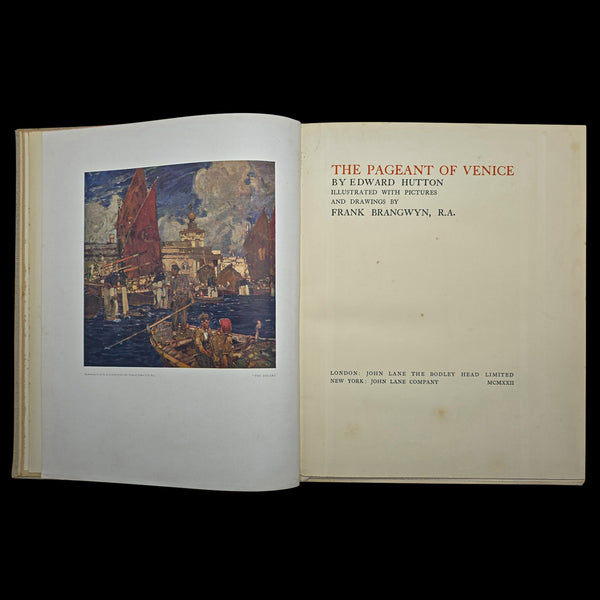 Antique Art Book, The Pageant of Venice, Hutton & Brangwyn, Illustrated, C.1920